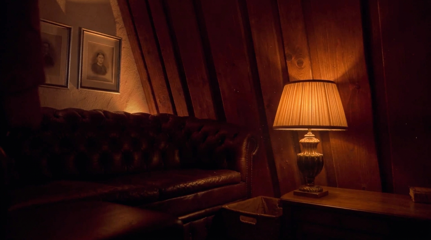 Chesterfield-Lounge im warmen Licht